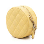 CC Quilted Caviar Round Clutch With Chain