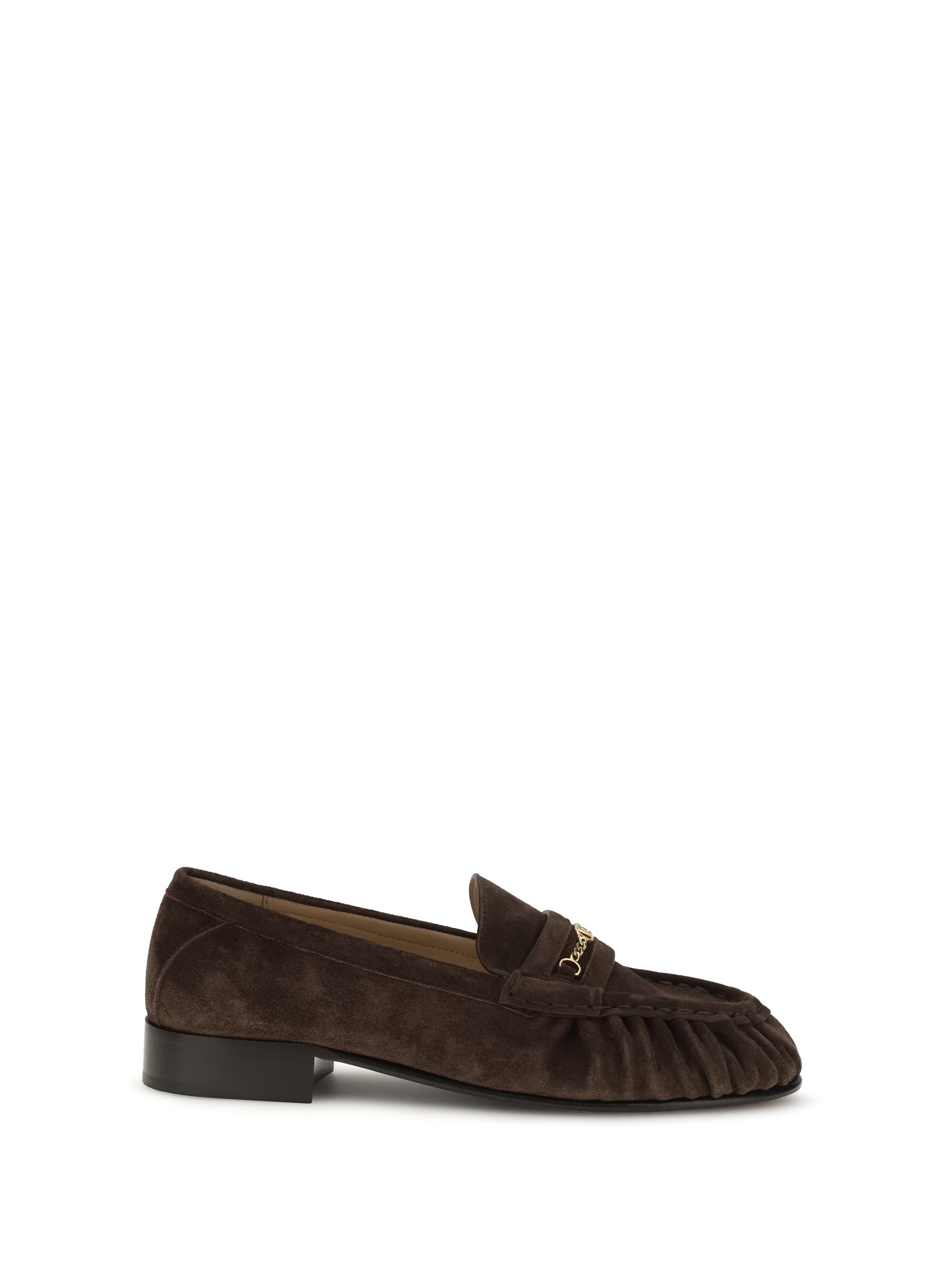 Valentino Garavani Suede with VLogo Signature Chain Loafer — Brown