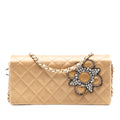 Quilted Satin Crystal Chain Clutch