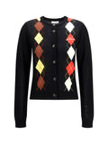 Ganni Diamond-Pattern Cardigan — Black