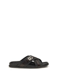 Dolce & Gabbana Calf Leather Crossover Slide Sandals — Black