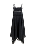 Ganni Silk Maxi with Lace Details Dress — Black