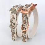 Bee Happy Dachshunds Beige Handmade Dog Collar