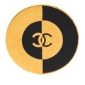 CC Gold Plated and Enamel Round Brooch