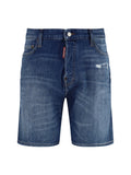 Dsquared2 Distressed Denim Bermuda Shorts — Navy