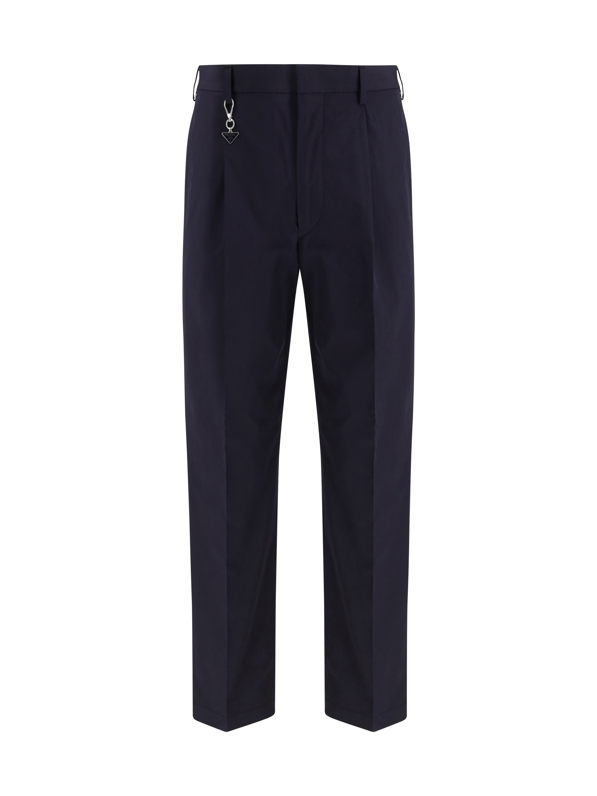Prada Tailored Cotton Poplin Trousers — Navy