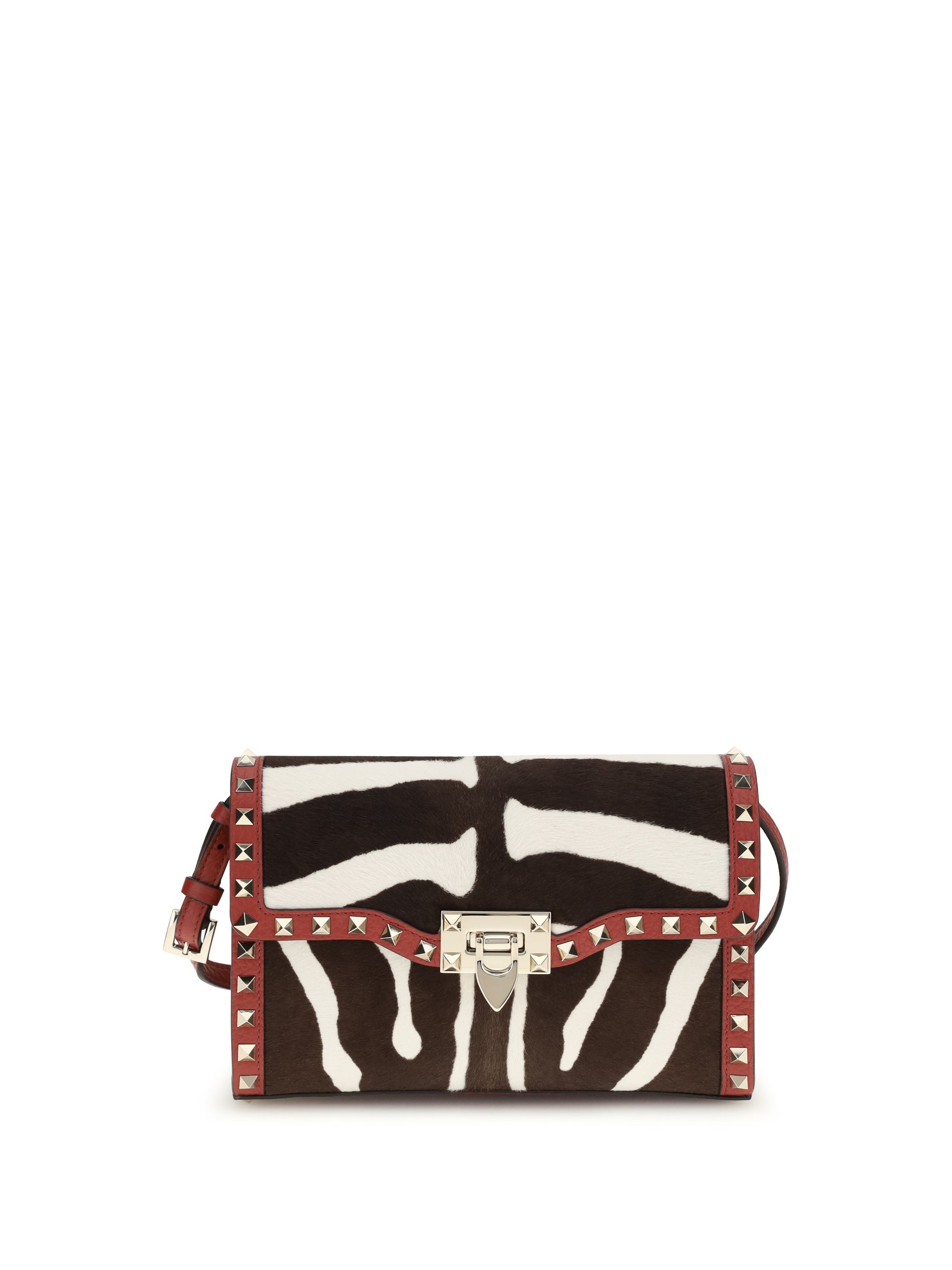 Valentino Garavani Zebra-Print Studded Shoulder Bag — Multicolor