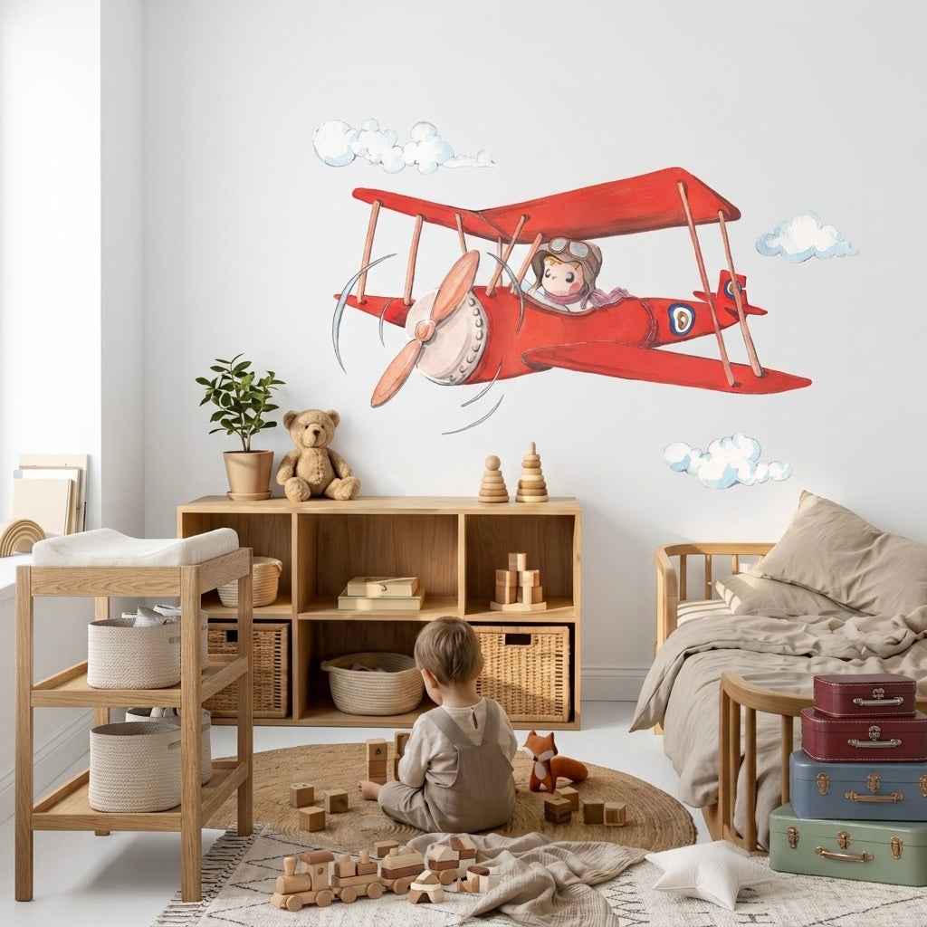 Vinilo Decorativo Infantil PEPO EL AVIADOR - SUEÑOS DE CIGUEÑA