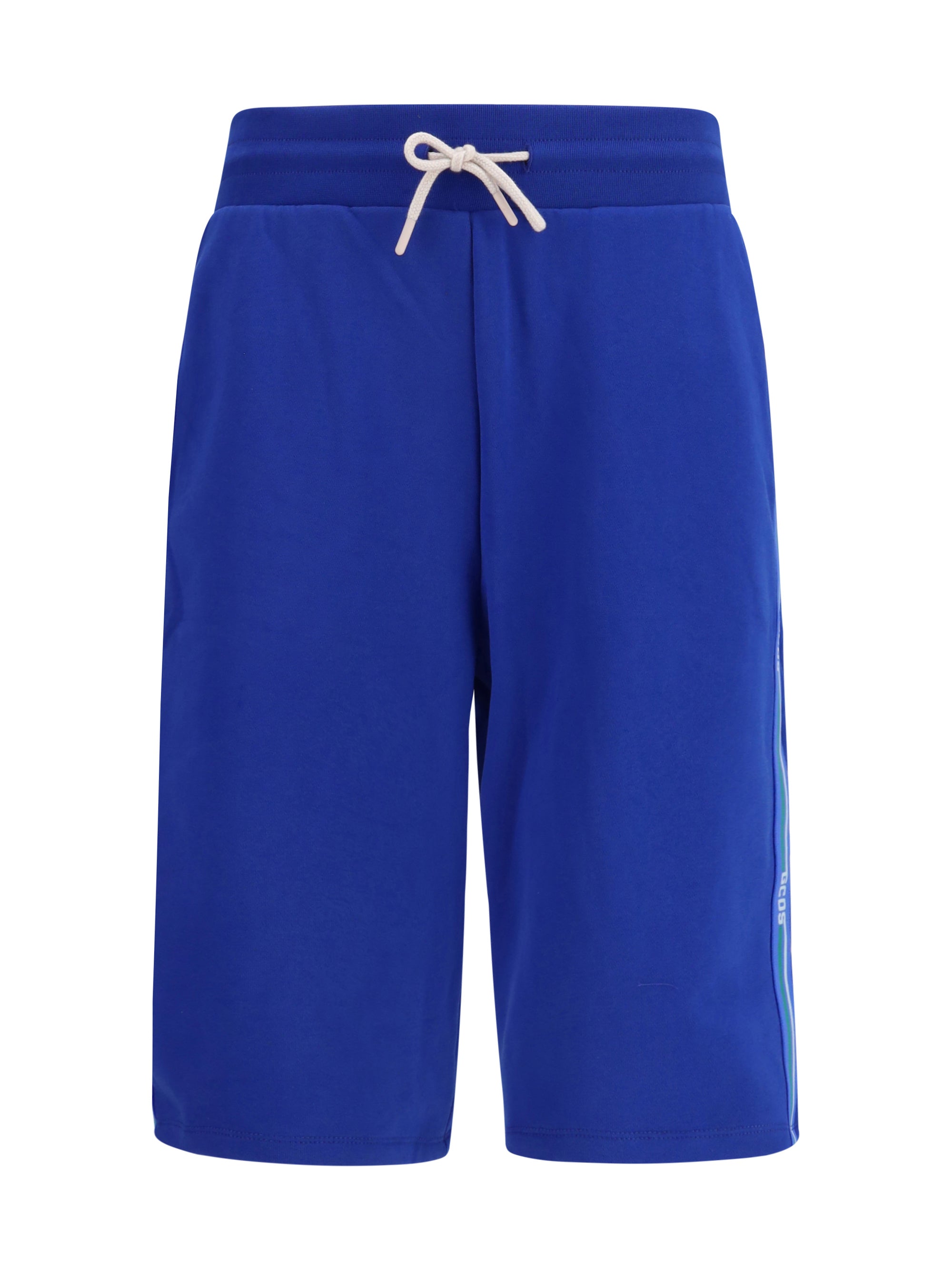 GCDS Side-Stripe Sporty Bermuda Shorts — Blue