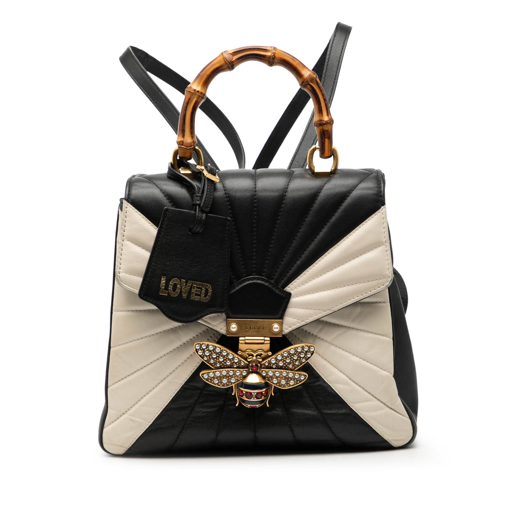 Bicolor Calfskin Bamboo Trapuntata Queen Margaret Backpack