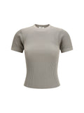 Rier Silk Ribbed T-Shirt — Gray