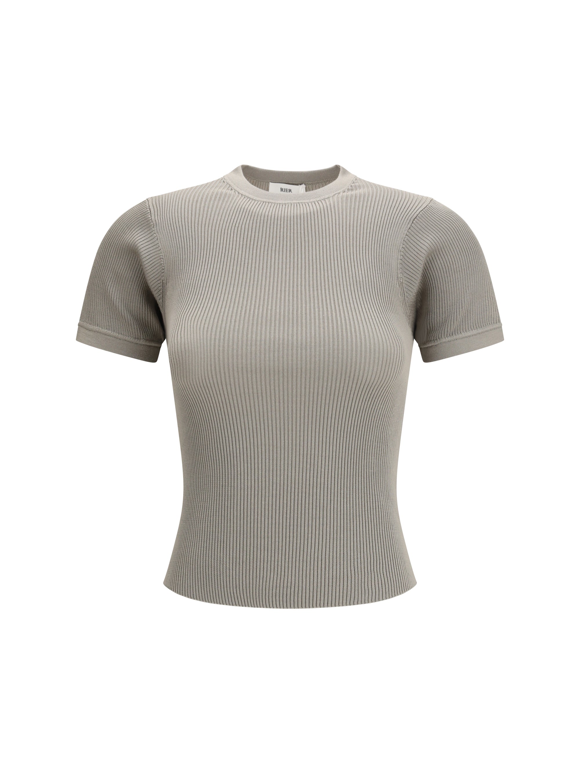 Rier Silk Ribbed T-Shirt — Gray