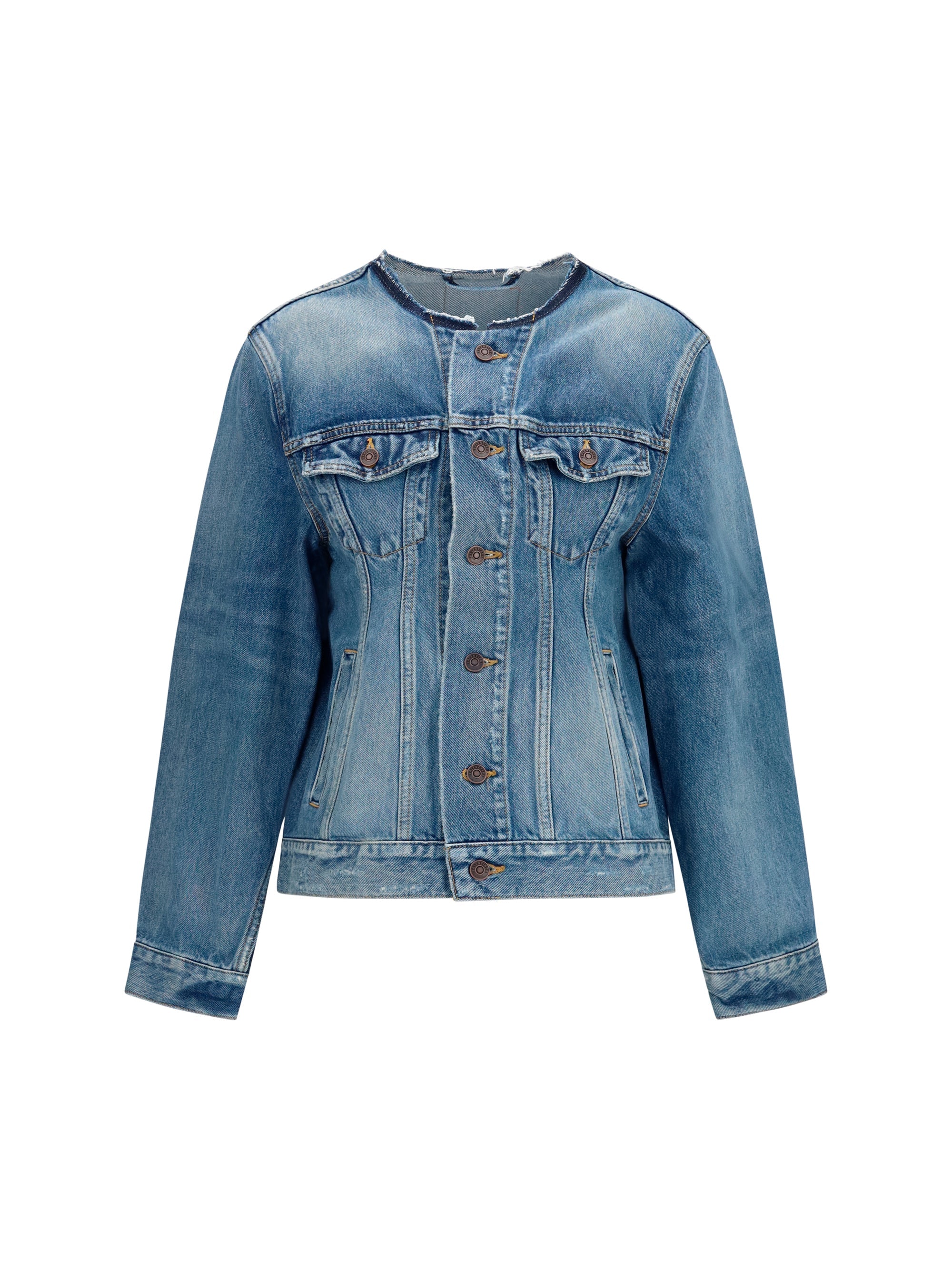Balenciaga Hourglass Denim Jacket — Blue