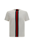 Gucci Web Stripe Intarsia T-Shirt — White