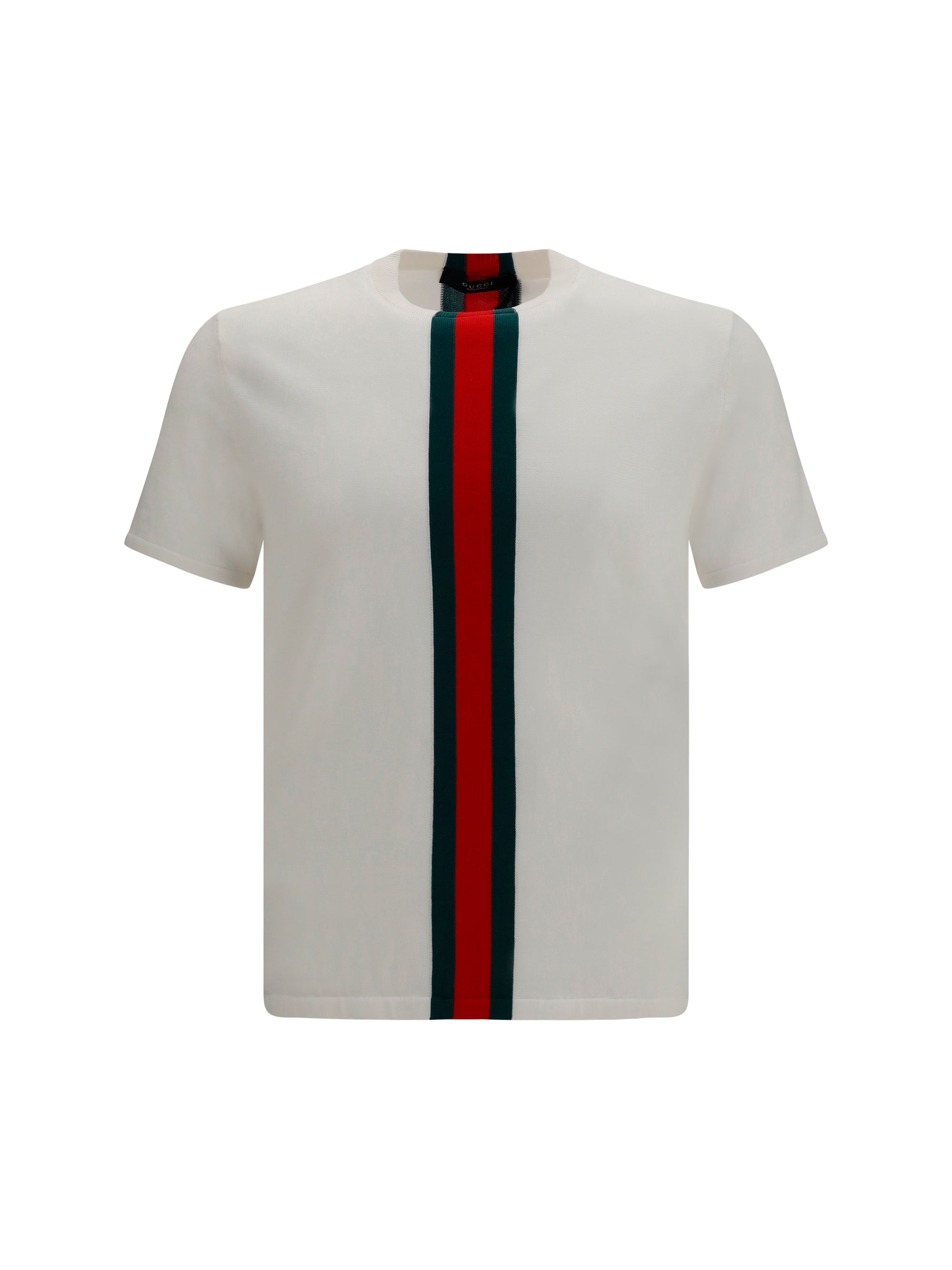 Gucci Web Stripe Intarsia T-Shirt — White