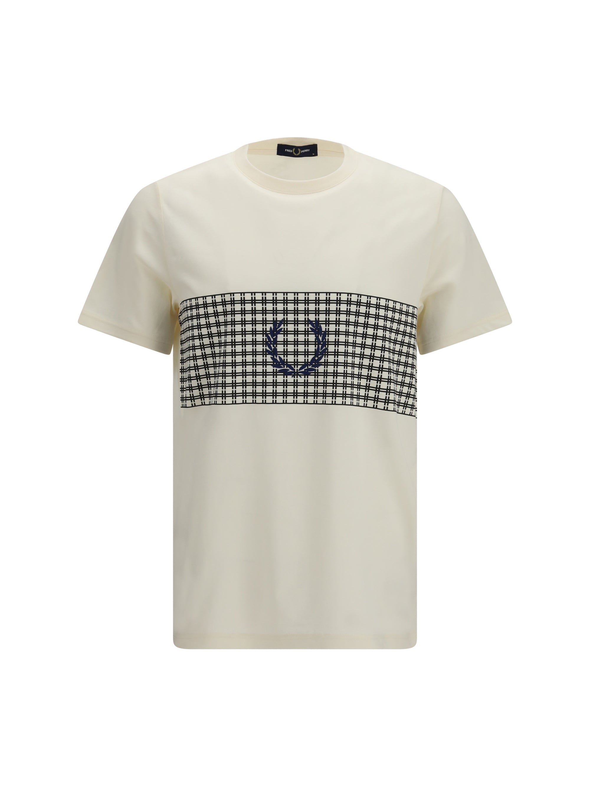 Fred Perry Tennis Net-Inspired Graphic T-Shirt — Beige