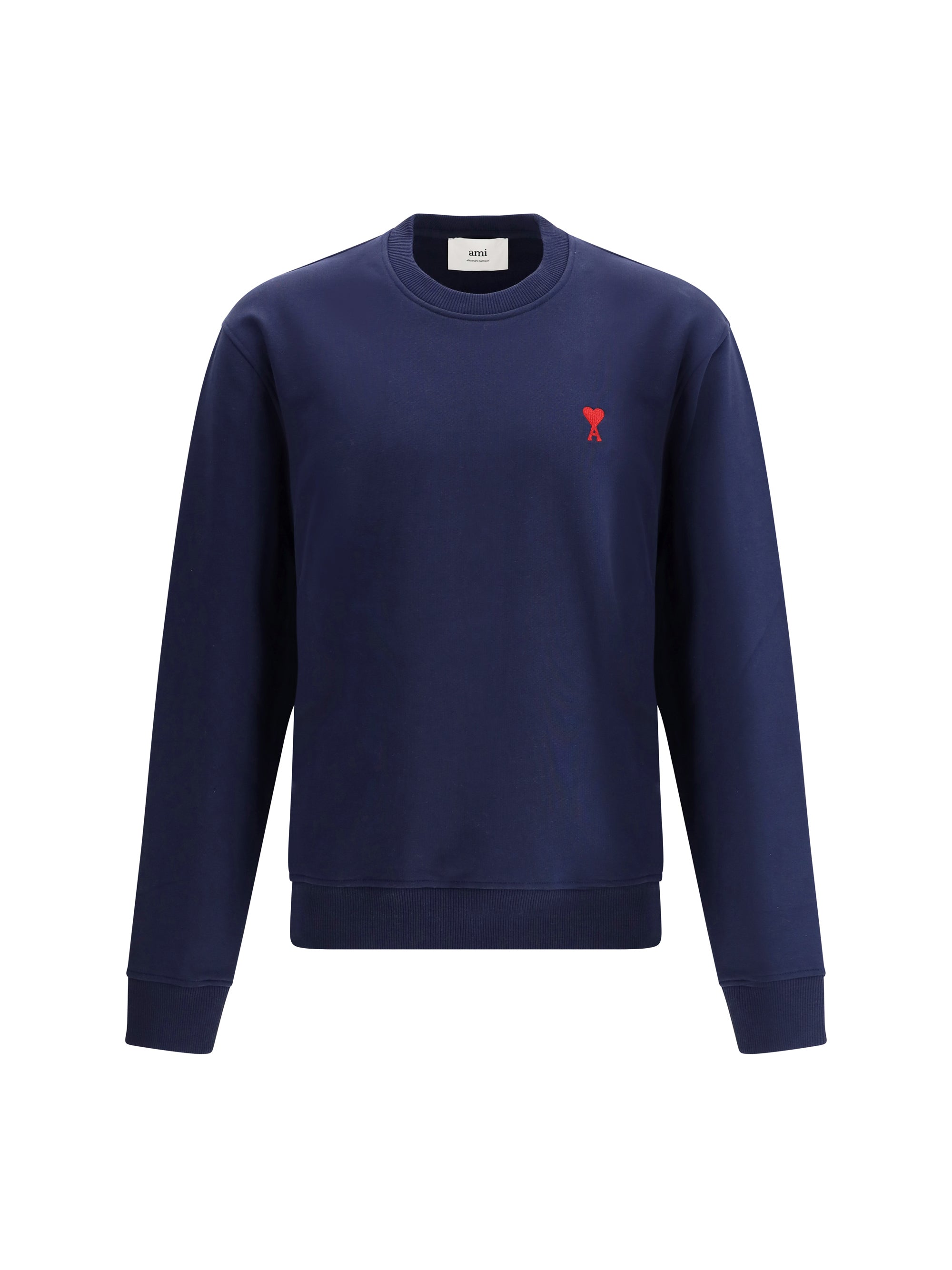 AMI Paris Logo-Embroidered Cotton Sweatshirt — Navy