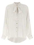 Di.la3 Pari' Crepe de Chine Silk with Lavallière Collar Blouse — cream