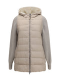 Brunello Cucinelli Monili Chain Padded Hybrid Down Jacket — Gray