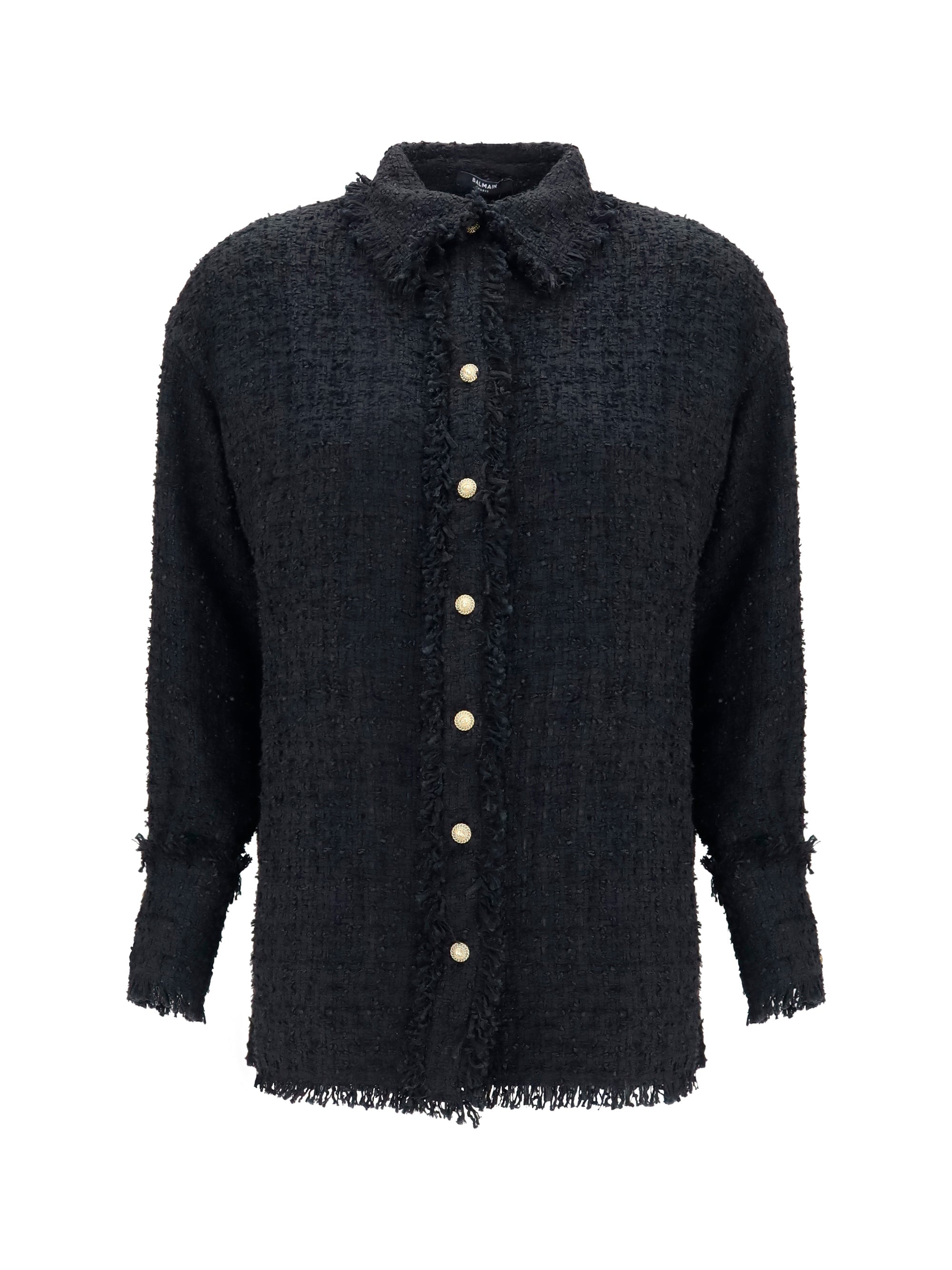 Balmain Tweed Shirt — Black
