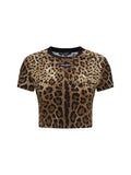 Dolce & Gabbana Leopard-Print Cropped T-Shirt — Brown