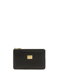 Dolce & Gabbana Leather Zip Card Holder Card Case — Black