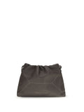 Brunello Cucinelli Calf Leather Drawstring Shoulder Bag — Brown