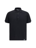 Premiata Ribbed Collar Cotton Polo Shirt — Black