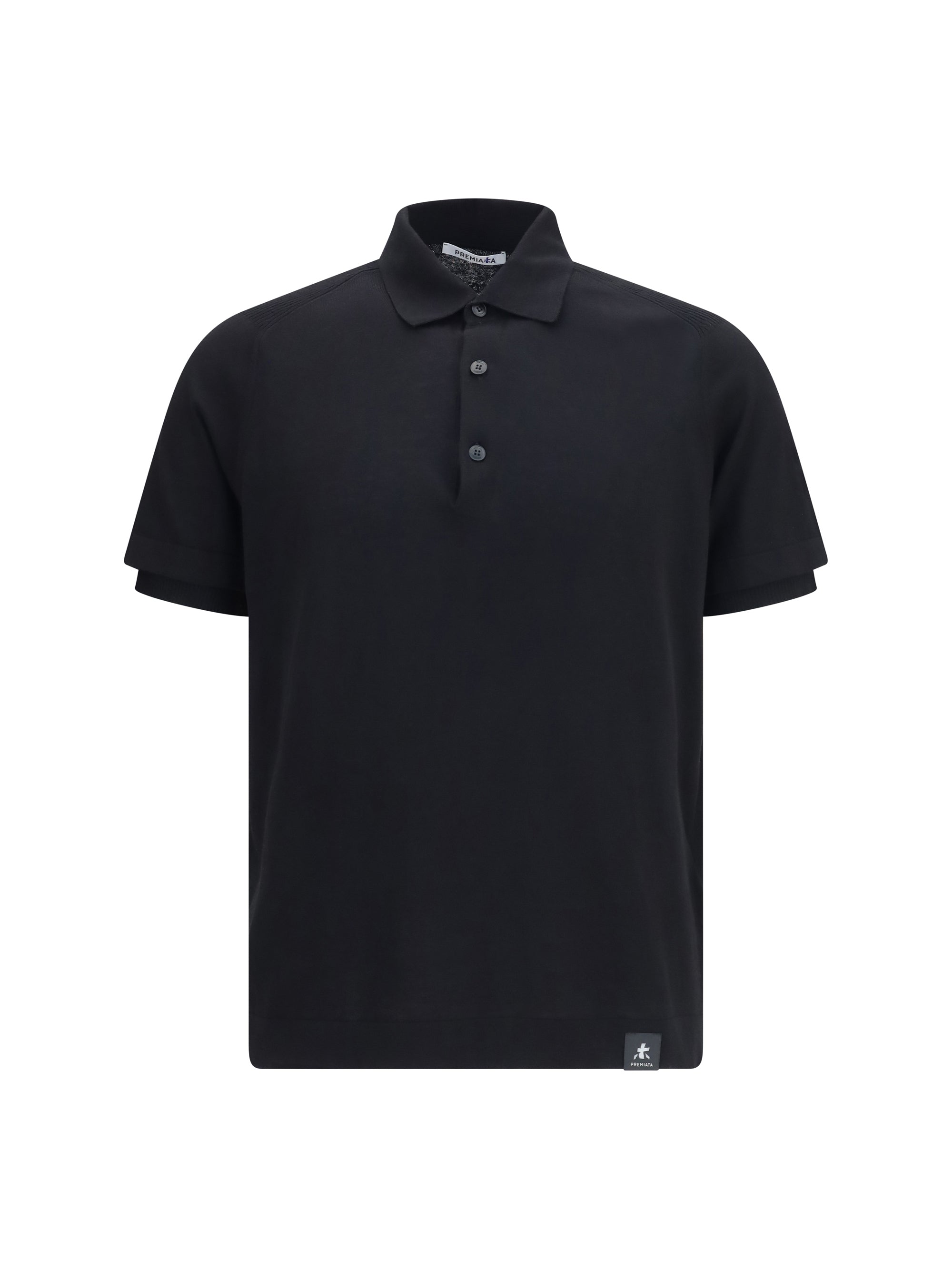 Premiata Ribbed Collar Cotton Polo Shirt — Black