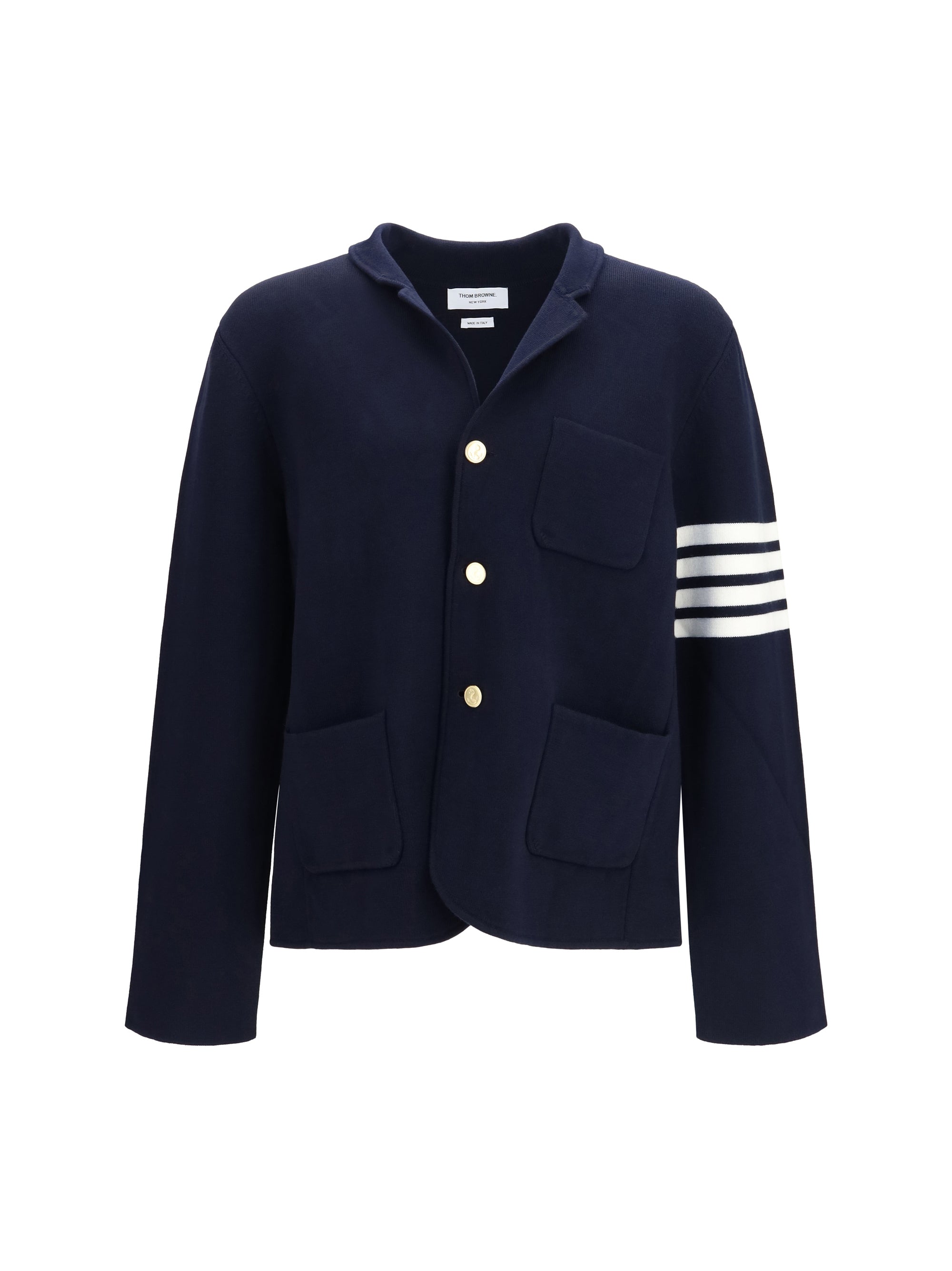 Thom Browne Four-Bar Sleeve Detail Wool Jacket — Navy