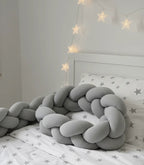 Gray Crib Braid Bumper 180cm - Safety and Style for Your Baby