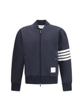 Thom Browne Striped Zip Bomber Bomber Jacket — Navy