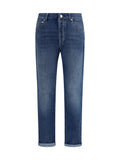 Brunello Cucinelli Straight Five-Pocket Cotton Denim Jeans — Blue