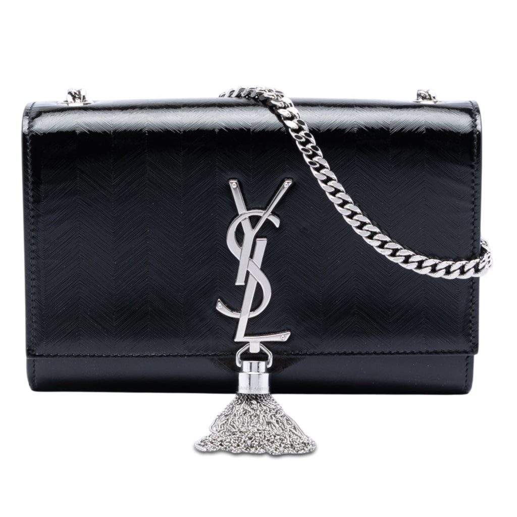 Medium Chevron Patent Monogram Kate Tassel Crossbody