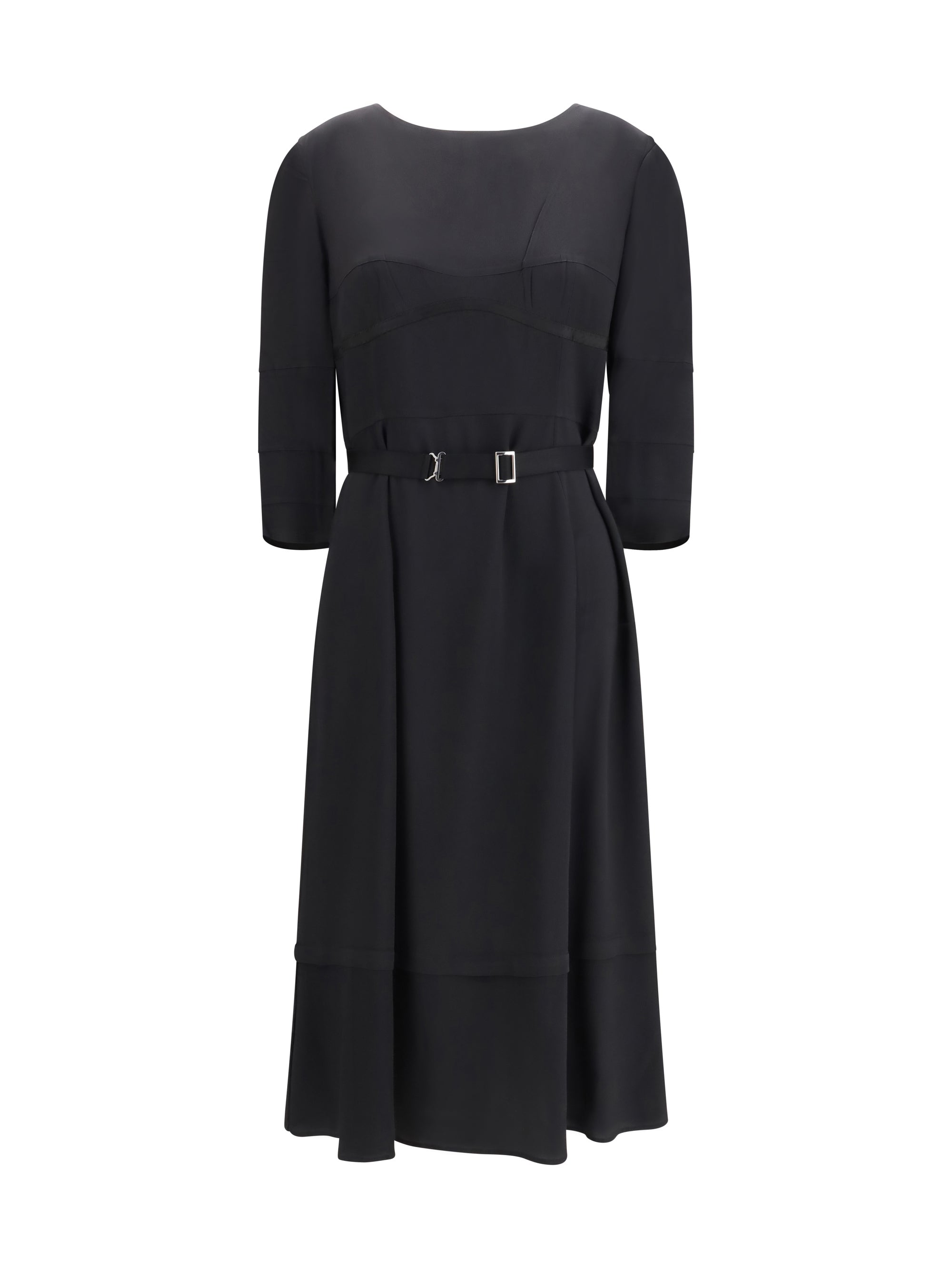 Prada Silk-Acetate Midi Dress — Black