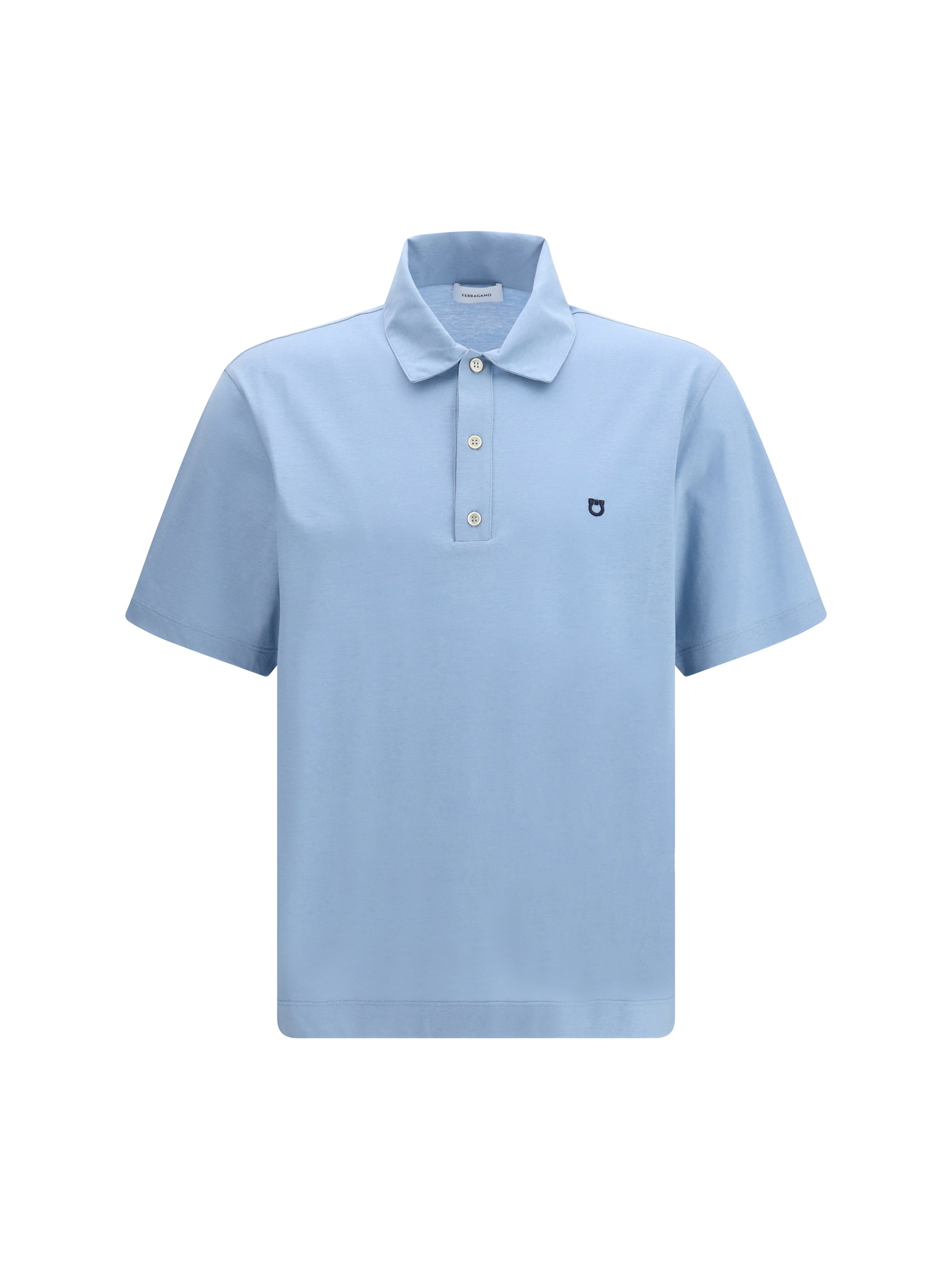 Ferragamo Cotton Jersey Polo Polo — Blue