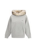 Prada Shearling-Lined Hood Hoodie — Gray