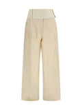 Max Mara Sportmax Wide-Leg Cotton Organza Trousers — Beige