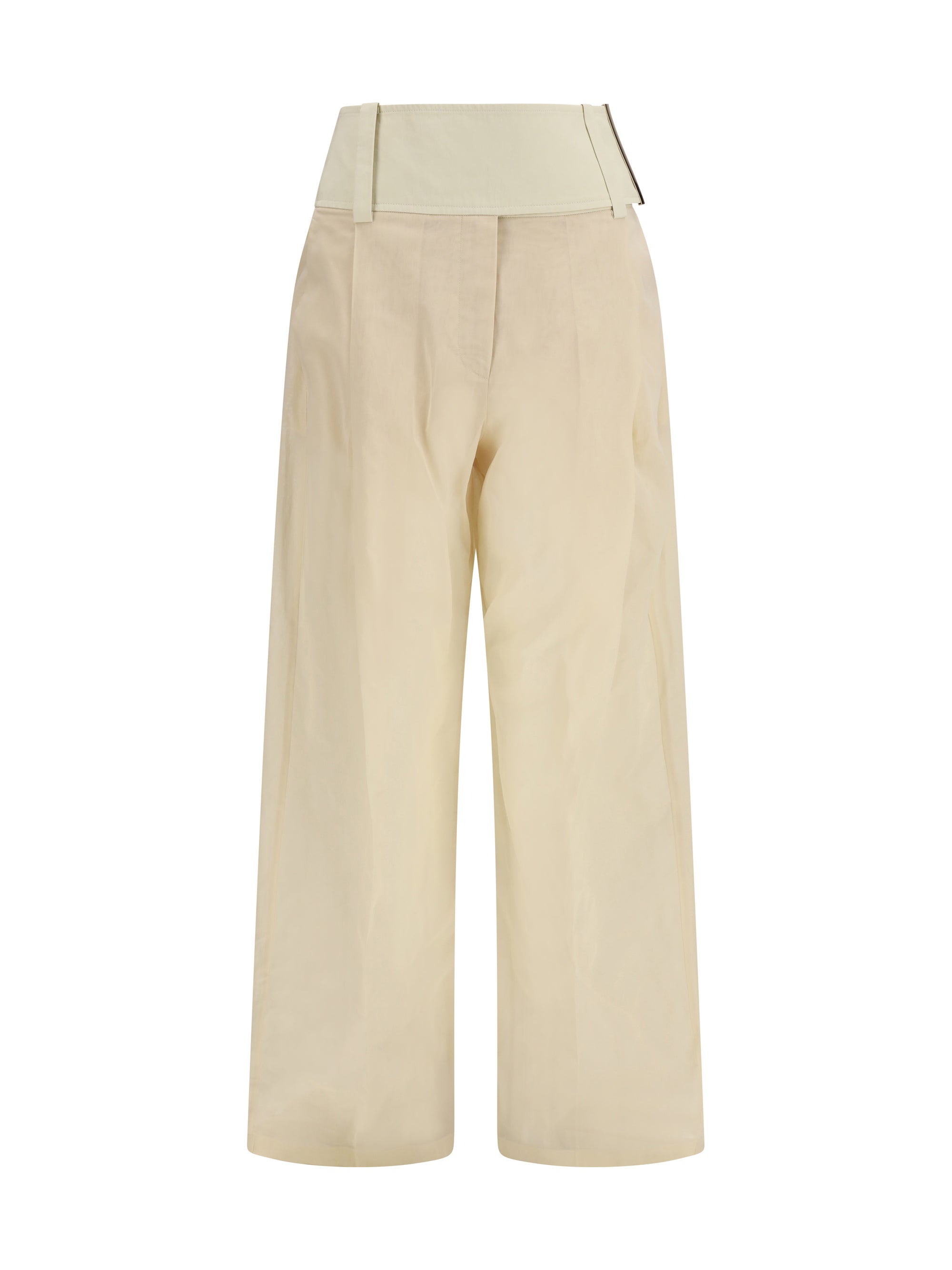 Max Mara Sportmax Wide-Leg Cotton Organza Trousers — Beige