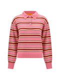 Guest In Residence Striped Cashmere Polo Sweater — Pink
