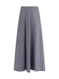 Sara Roka Flared Midi Denim Skirt — Gray