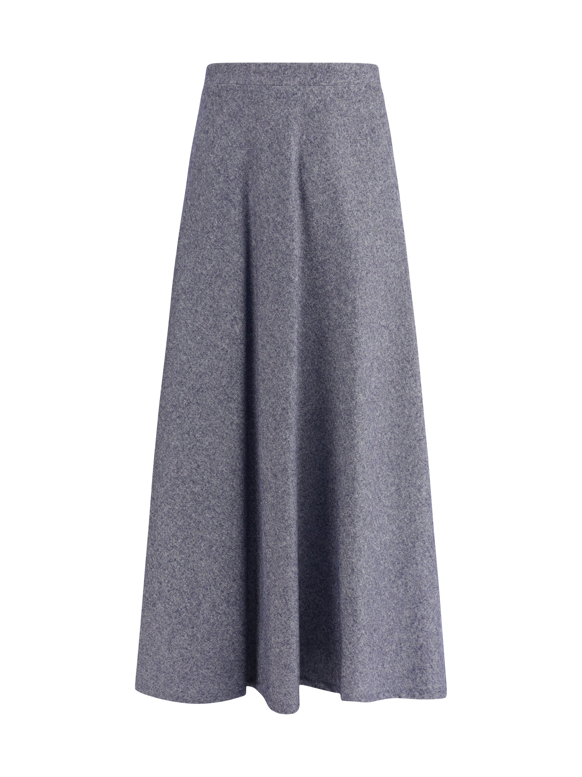 Sara Roka Flared Midi Denim Skirt — Gray