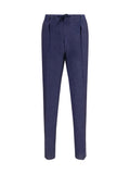 Gi Capri Linen Drawstring Trousers — Navy