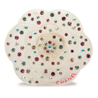 CC Resin and Crystal Camellia Brooch
