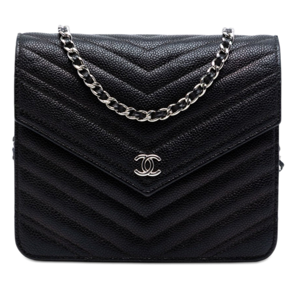CC Chevron Caviar Square Wallet On Chain
