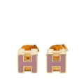 Gold Plated Enamel Cage dH Cube Push Back Earrings