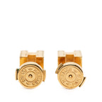 Gold Plated Enamel Cage dH Cube Push Back Earrings