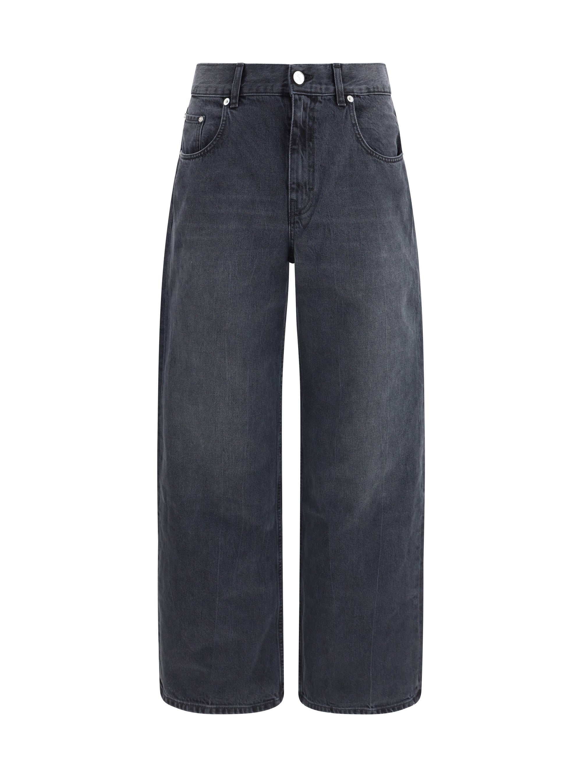 SéFr Relaxed Straight-Leg Denim Jeans — Black