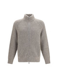 Brunello Cucinelli Cashmere and Silk Knit Cardigan — Gray