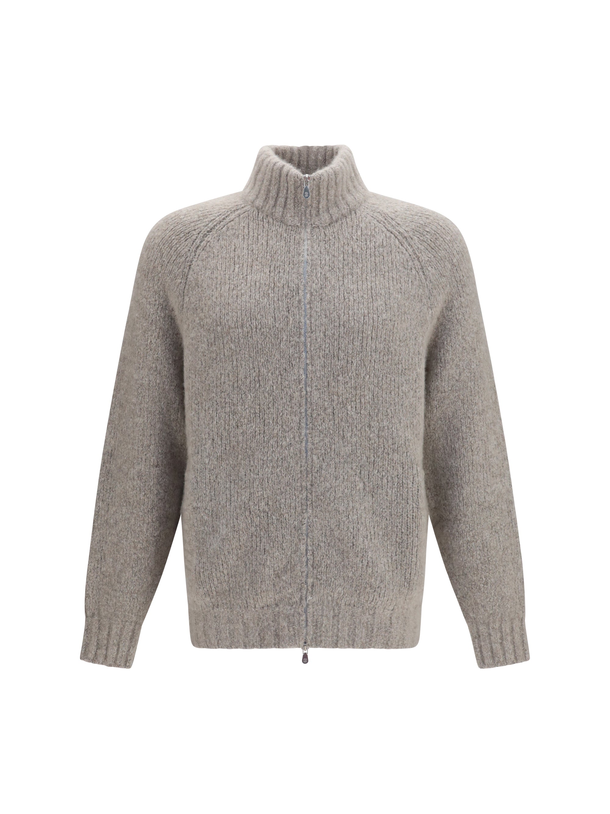 Brunello Cucinelli Cashmere and Silk Knit Cardigan — Gray